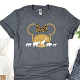 a t - shirt with a mouse and giraffes on it