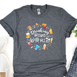 a t - shirt that says drinking around the world