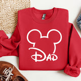 a red sweatshirt with a mickey mouse face on it