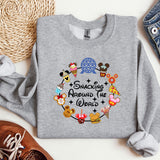 a sweatshirt with mickey mouse and other disney characters on it