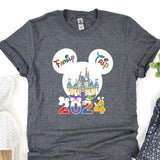 a gray shirt with a mickey mouse head on it