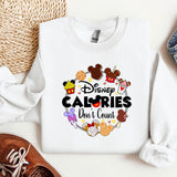 a white sweatshirt with the words disney calories on it