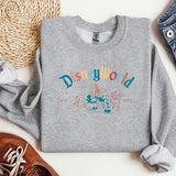 a sweatshirt with the word disneyland printed on it