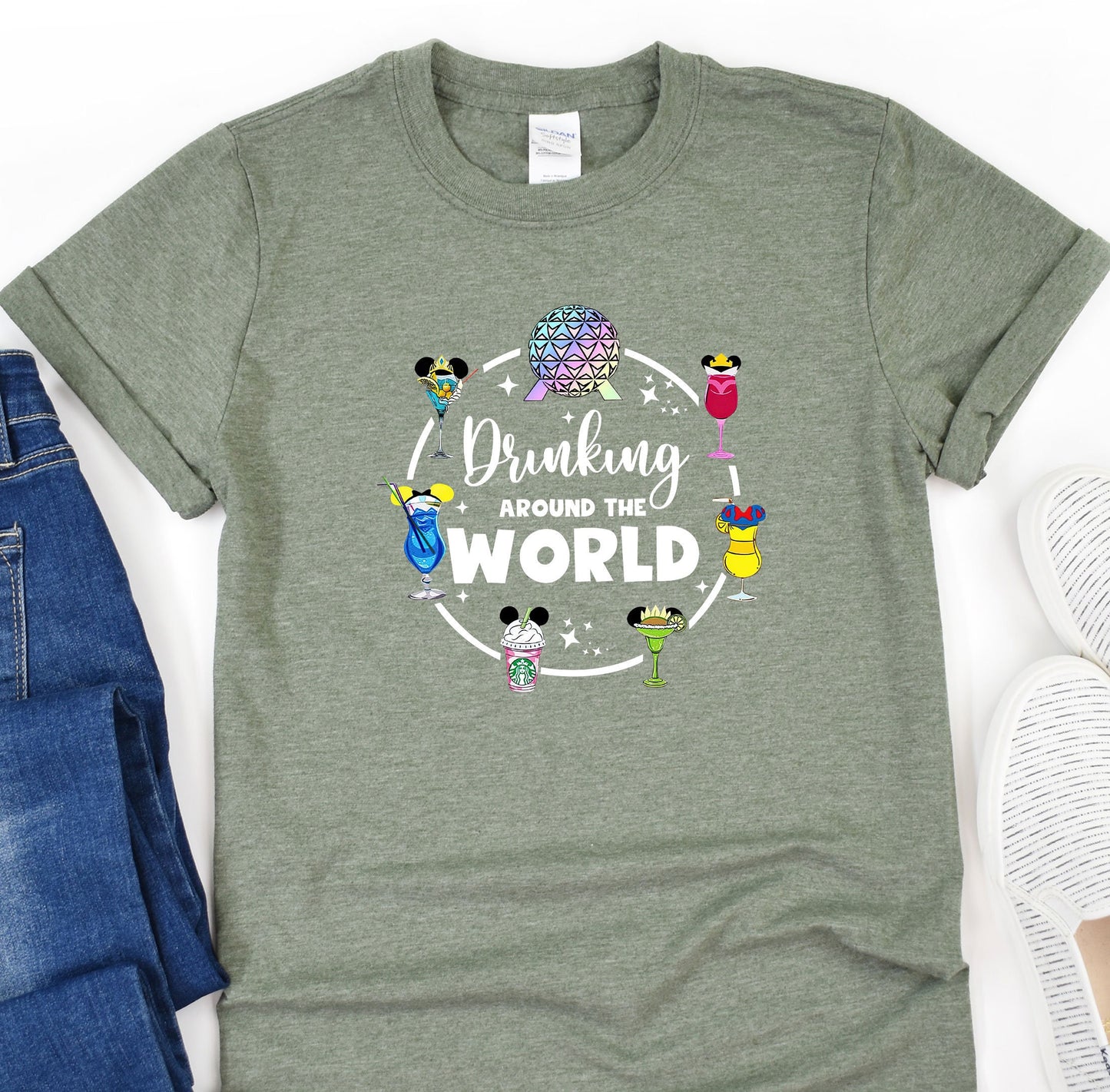 a t - shirt that says drinking around the world