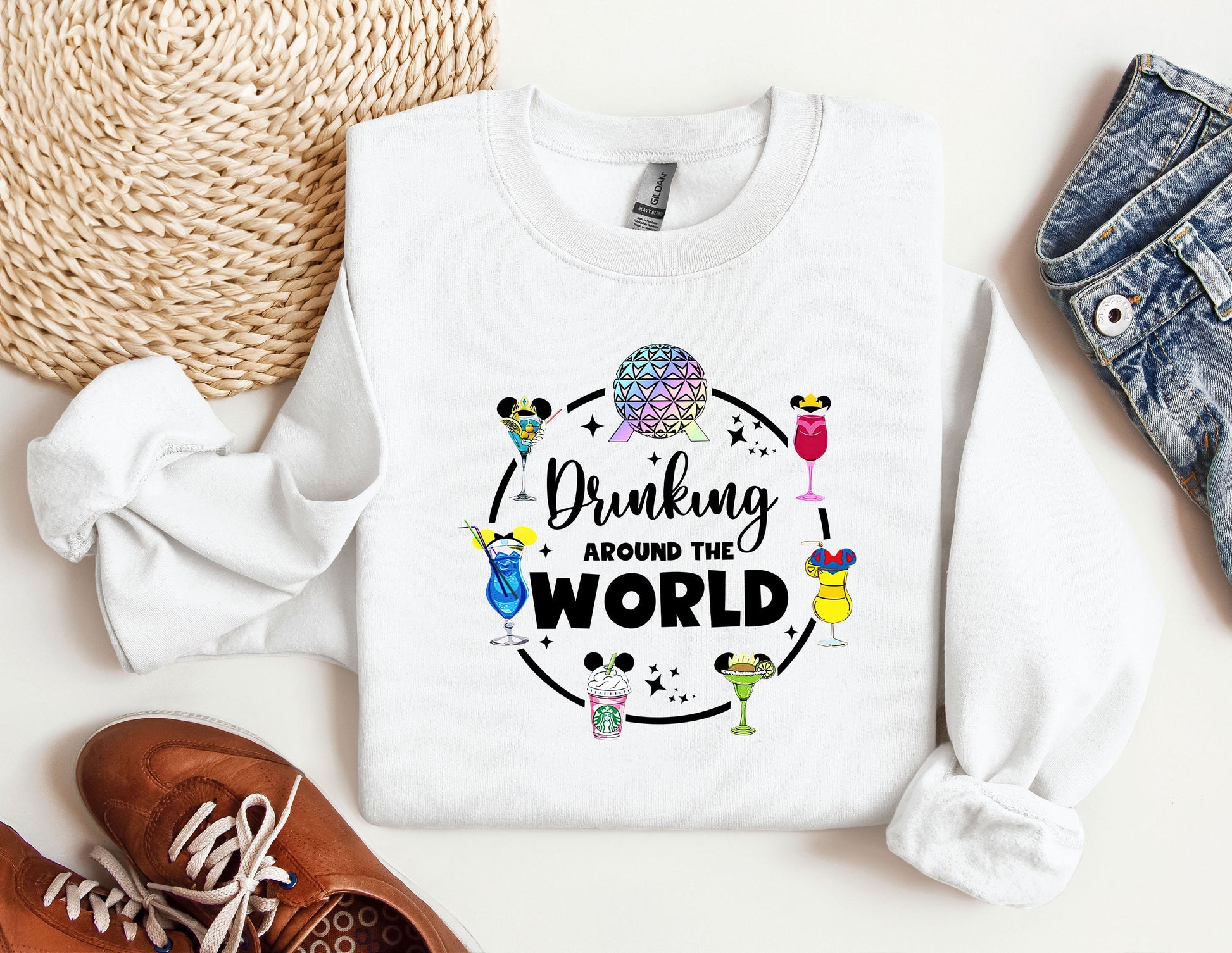 a white shirt that says drinking around the world