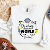 a white shirt that says drinking around the world