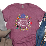 a t - shirt that says drink me around the world