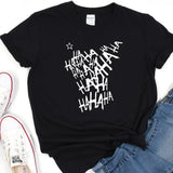 a black shirt with white writing on it