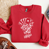a red shirt with a white design on it