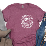 a t - shirt with a picture of a skeleton on it