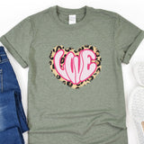 a t - shirt with a leopard print heart on it
