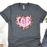 a t - shirt with a leopard print heart on it