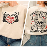 Expensive Difficult And Loves Back Sweatshirt, Valentine's Day Sweatshirt, Skeleton Cute Hoodie, Girlfriend Crewneck, Valentine Sweatshirt