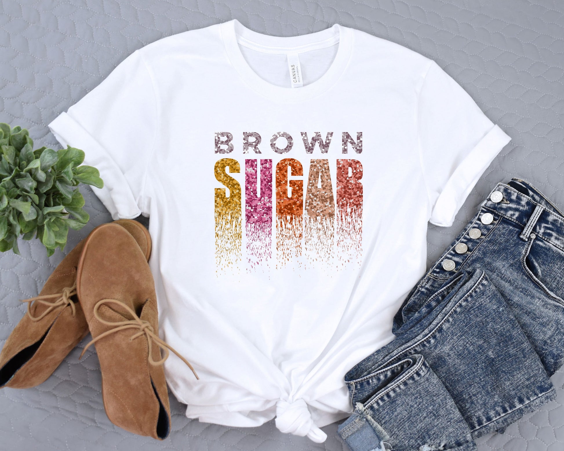 a t - shirt with the words brown sugar on it