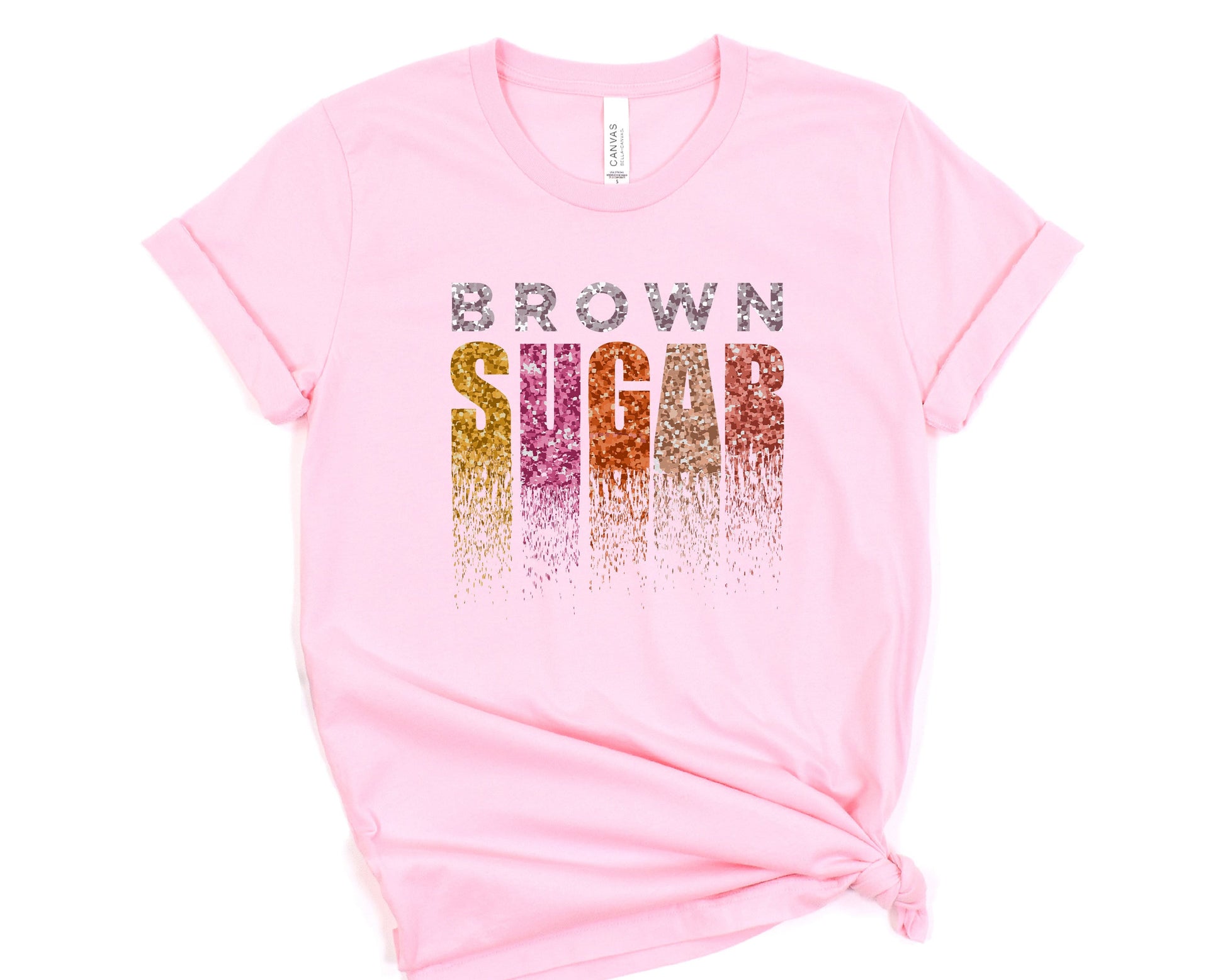 a pink shirt with the words brown sugar on it