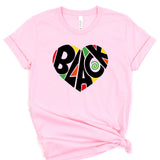 a pink shirt with the word back in a heart
