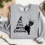 a grey sweatshirt with a christmas design on it