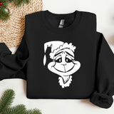 a black sweatshirt with a white image of a cartoon character