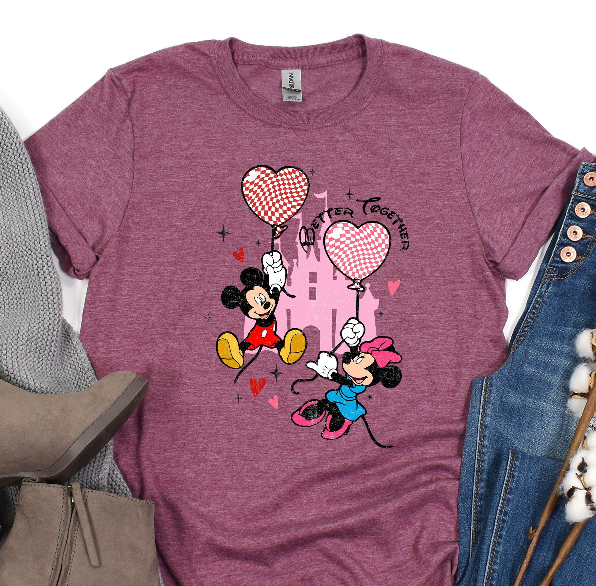 a t - shirt with a minnie mouse and mickey mouse on it