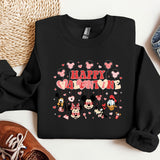 a black shirt with mickey and minnie mouses on it