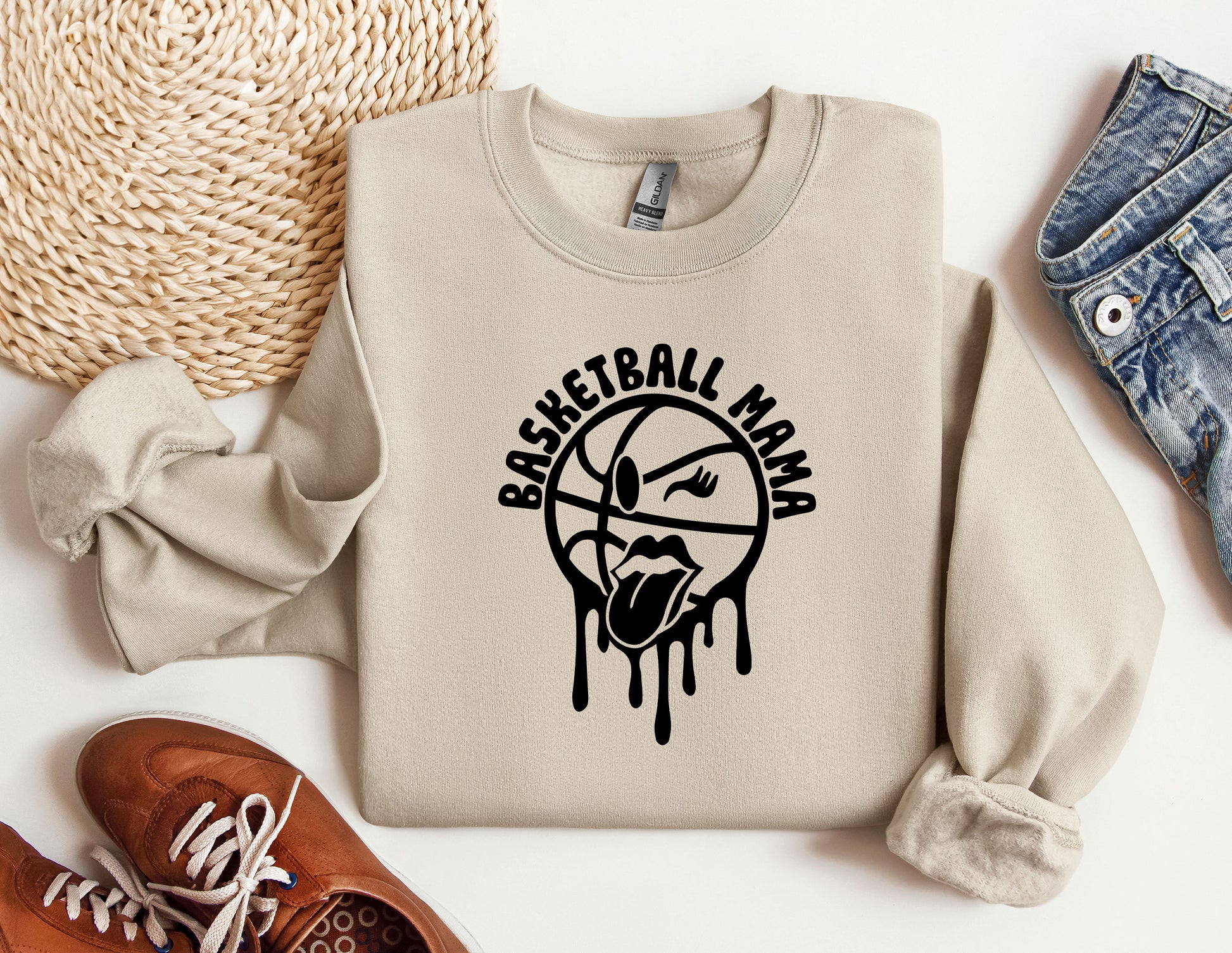 a sweatshirt with the words basketball mom on it