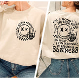 two pictures of a woman wearing a sweatshirt