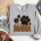 a gray sweatshirt with the word mama printed on it