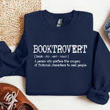 a blue sweatshirt with the words booktrover on it