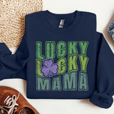 a lucky lucky mama sweatshirt next to a pair of sneakers