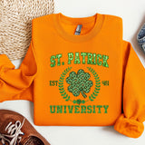 a st patrick's day sweatshirt and a pair of sneakers