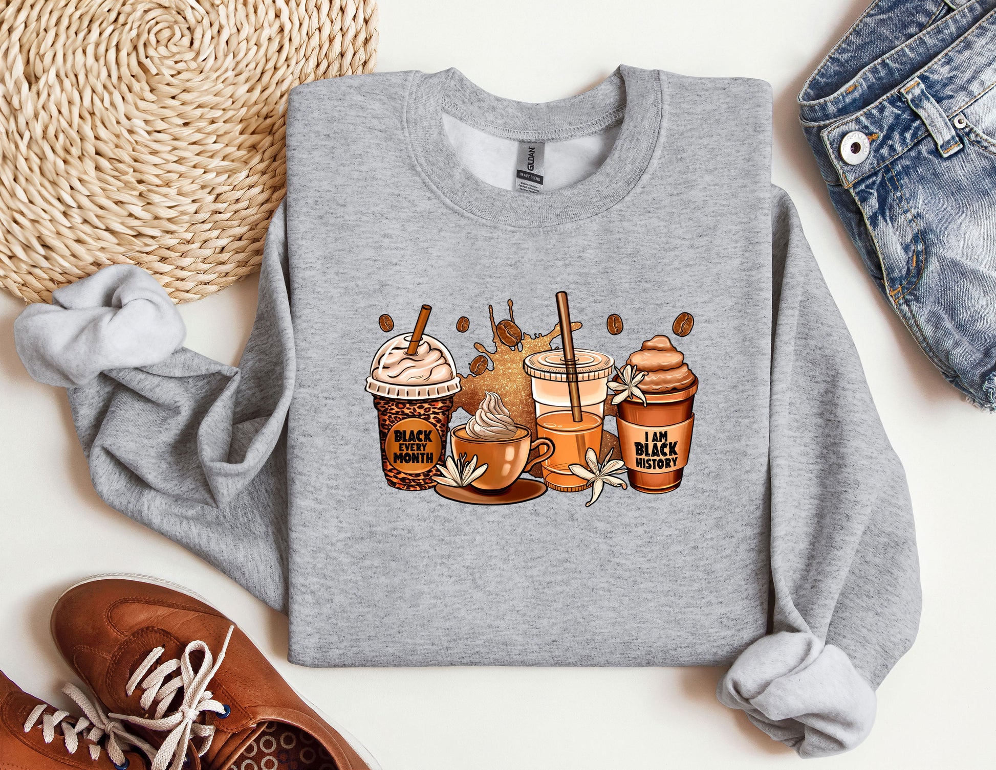 a gray sweatshirt with a picture of a couple of ice creams