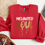 a red sweatshirt with the words melanited squ on it