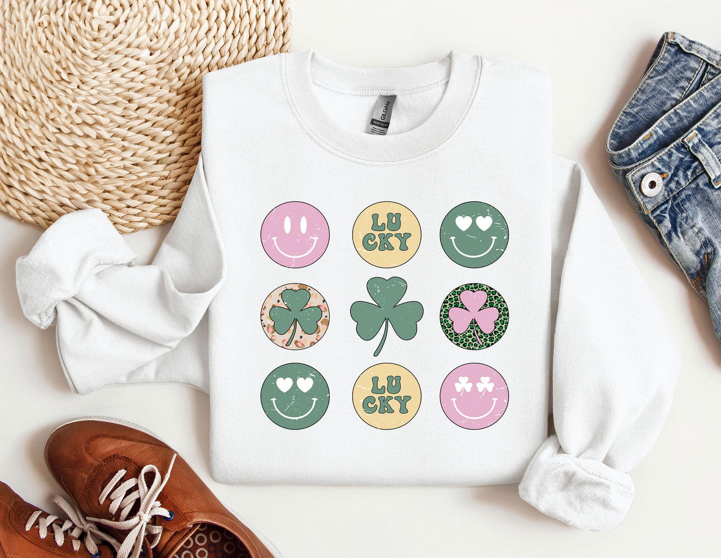 a st patrick&#39;s day shirt with shamrocks and shamrocks on it