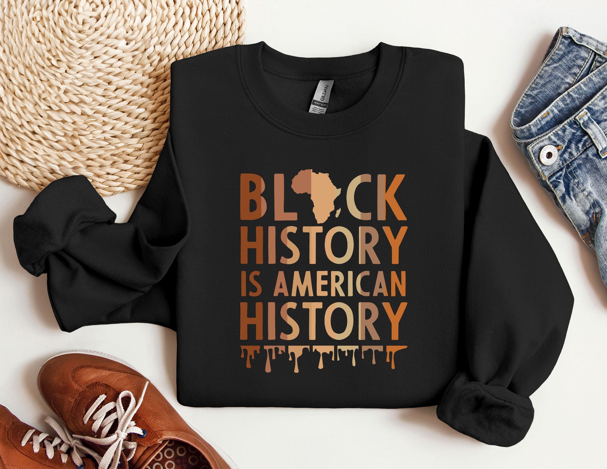 a black shirt with the words black history is american history