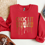 a red sweatshirt with the words choclit 100 % meainn on it