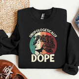 a black sweatshirt with a picture of a woman's face on it