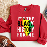 a red sweatshirt with the words it's the black history for me on it
