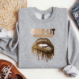 a sweater with a picture of a woman's mouth