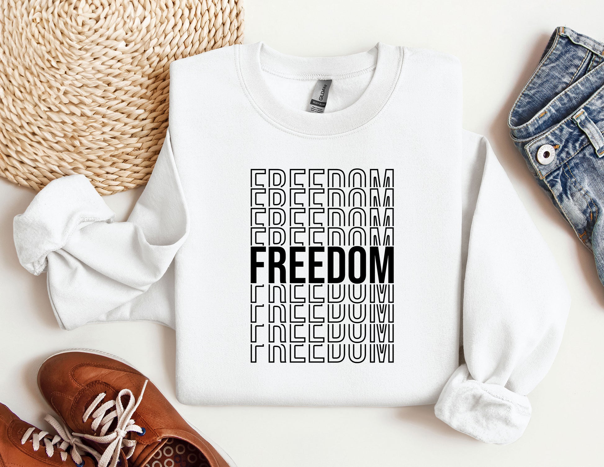 a white shirt with the words freedom on it