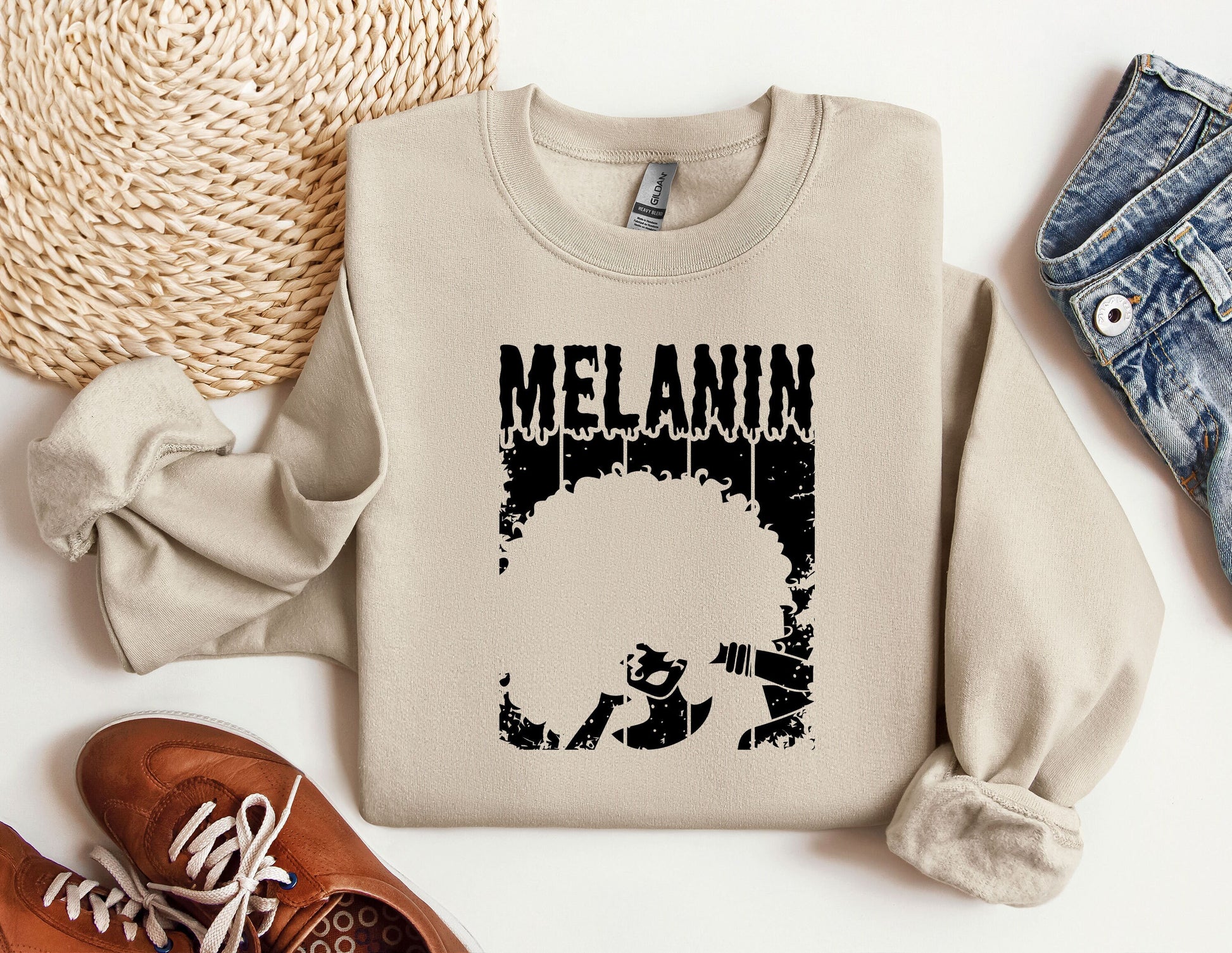 Melanin Sweatshirt, MLK Black History Sweatshirt, Black Lives Matter, Black Culture Crewneck, Human Rights, Black Pride Afro Women Hoodie