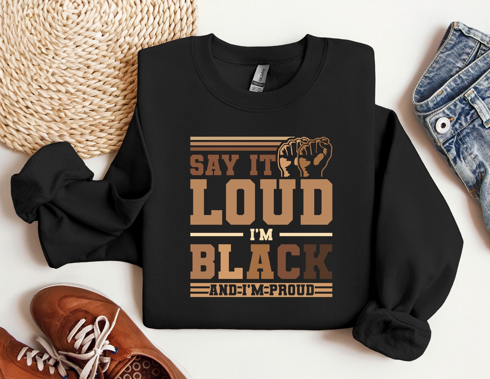 Say It Loud Im Black Sweatshirt, MLK Black History Month Sweat, Black History Month Gifts, Black Lives Matter Crewneck, Civil Rights Hoodie