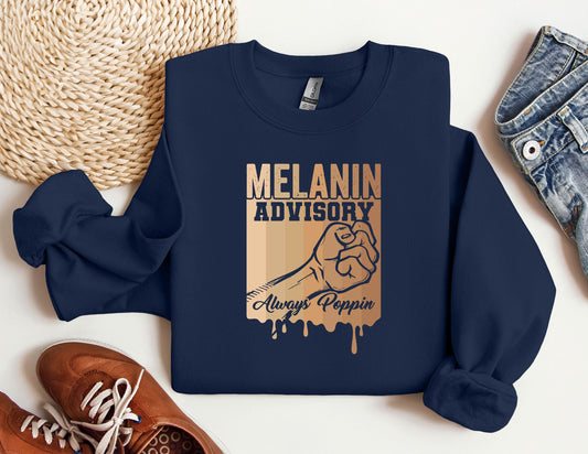 Melanin Advisory Sweatshirt, MLK Black History Hoodie, Melanin Crewneck, Black Lives Matter Shirt, Gift for Black Teacher