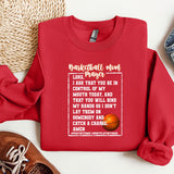 a red sweatshirt with a basketball poem on it