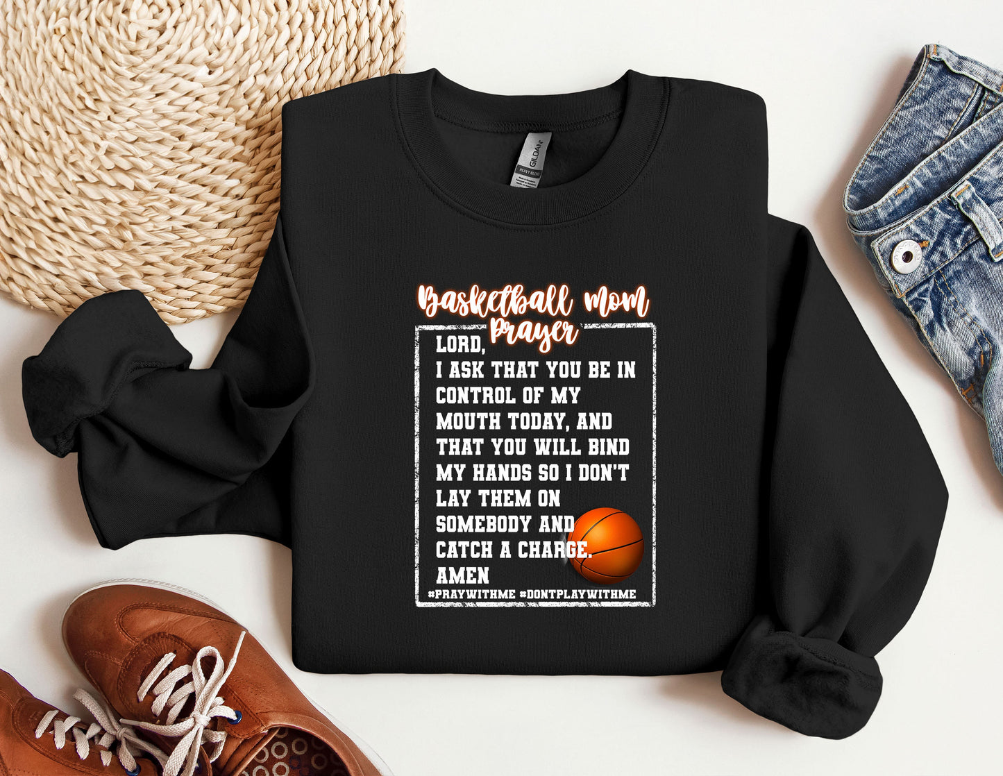 a black sweatshirt with a basketball mom poem on it