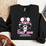 a black shirt with minnie mouse on it
