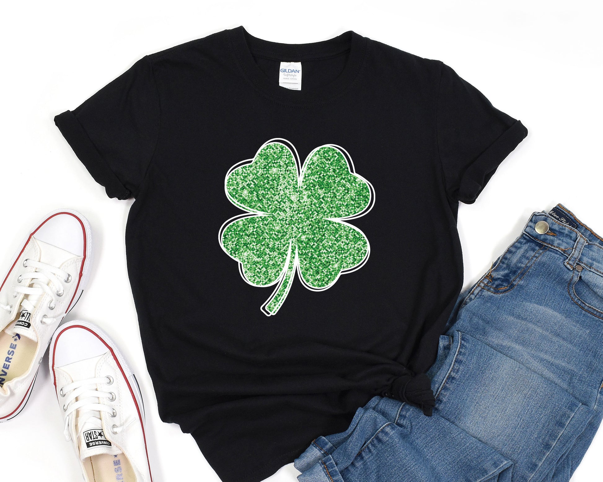 a st patrick&#39;s day shirt with a four leaf clover