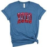 a blue shirt with the word dad printed on it