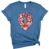 a blue t - shirt with a pig on it