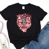 a black t - shirt with a heart design on it