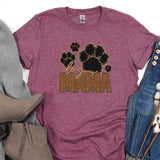 a shirt that says mama with a paw print on it
